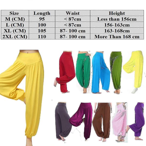 Yogabukser til kvinder, haremsbukser, puffede Aladdin-bukser, bloomers Gul Yellow M