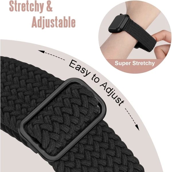 5-pack flätad Solo Loop kompatibel med Apple Watch armband 40 mm 38 mm 41 mm för kvinnor och män, justerbart nylon stretchigt elastiskt sportarmband A 38/40/41mm A