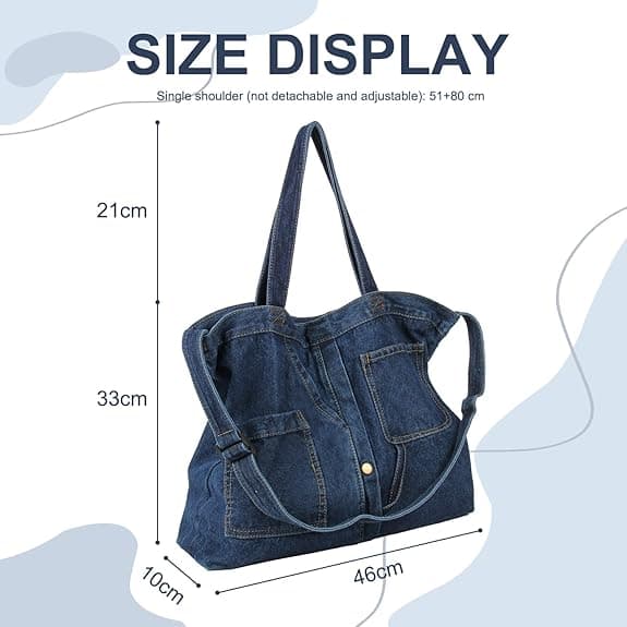 Retro håndtaske i denimstil til kvinder Afslappet Jean Tote Store afslappede denimtasker til piger Light blue