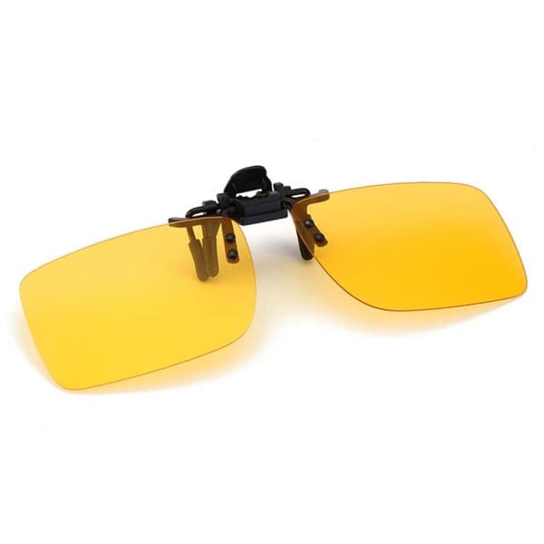 Clip-on solbriller gule linser 43x60mm nattsyn gul