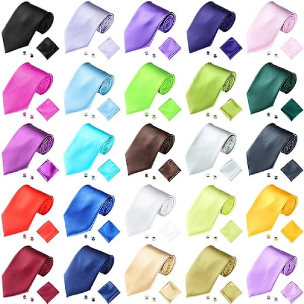Herremodedragter ensfarvede slips manchetknapper lommetørklæde sæt smokingdragt kaffe Coffee