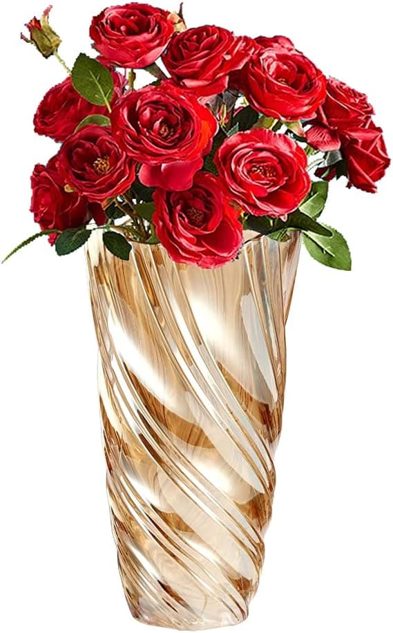 Hög glasvas för blomsterdekorationer - 24cm/9\" Stor guldvas