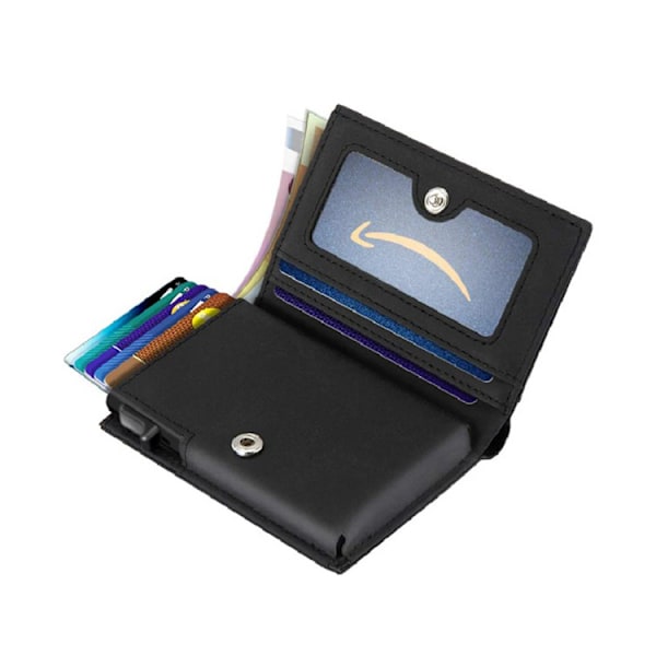 Wallet Card Holder with RFID Protection Genuine Leather Svart Sort