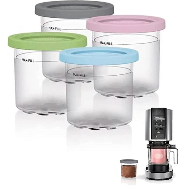 Glassburkar, glassbehållare med lock, ersättning för Ninja Creami-burkar, kompatibla med Nc301 Nc300 Nc299amz-serien glassmaskiner Pink