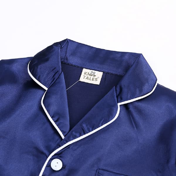 Satengpyjamas sett i silke, kortermet, barneklær for nattøy blå blue 110