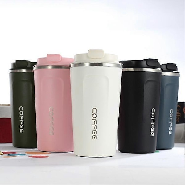 Dubbel rostfri stål 304 Kaffemugg Bil Termosmugg Rese Termokopp 380ml Pink