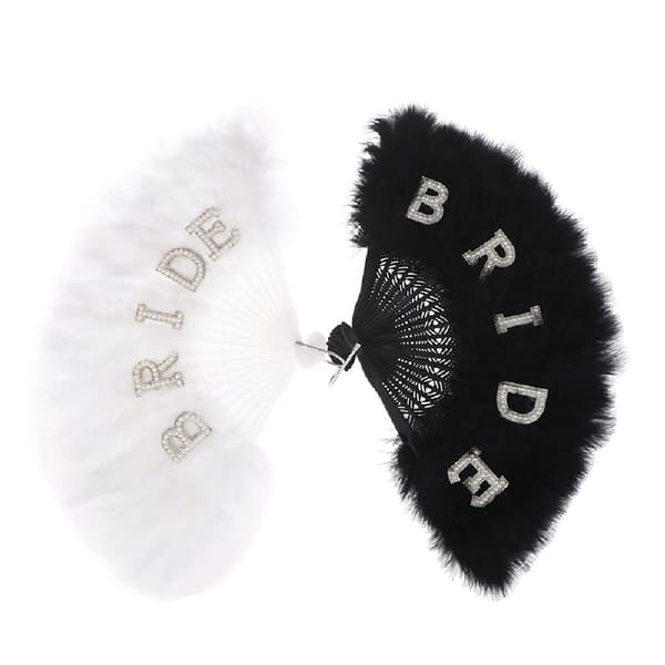 Håndventilator Fotorekvisitter Fjer Sammenfoldelig Ventilator Til Bryllupsfest Black