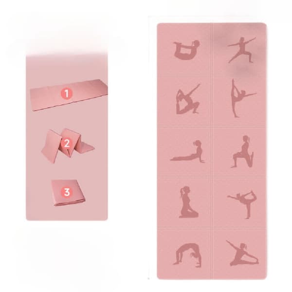 Sammenklappelig TPE yogamåtte 183 x 61 x 0,6 cm