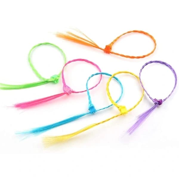 24 stk. hårextensions til børn med hårklemmer, clip-on neon hårfletninger, A