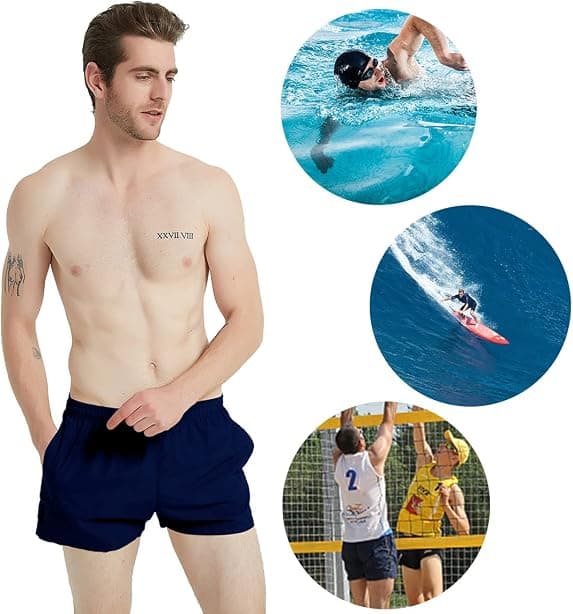 Badbyxor för män 3\" Snabbtorkande strandshorts med nätfoder