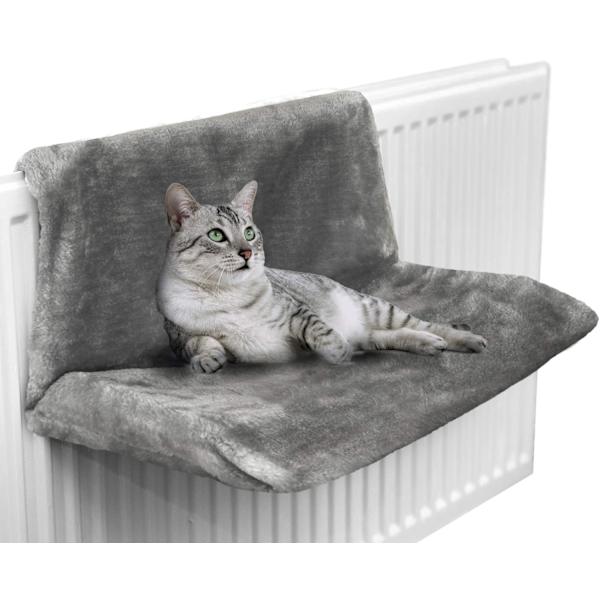 Varm och mysig elementsäng för katt och hund (grå)