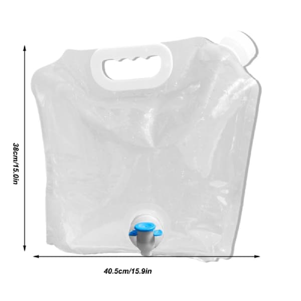 Bærbar vannpose i plast med sammenleggbar beholder hvit 10L white 10
