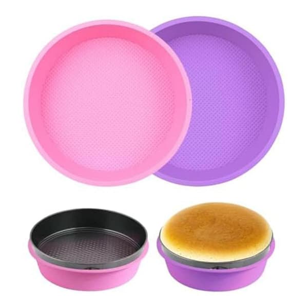 2-pack Cheesecake Pan Protector, vattenbadsskydd för 9, 9,5 tums rund springform, rund kaka Pink  Purple