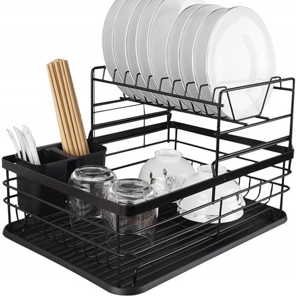 Lille 2-lags opvaskestativ - Sort design Black black
