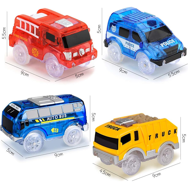 4-pack leksaksbilar med 5 LED-lampor Förpackning 2