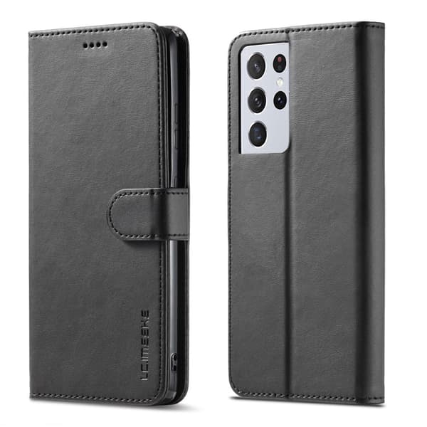Samsung Galaxy S21 Ultra - LC.IMEEKE Læder Etui - Sort Black Svart