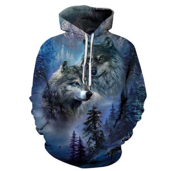 Wolf Totem Modehoodie för män och kvinnor 3D-tryckt, glänsande vargdesign Tröja Pullover Höst Vinter Tröja blå2 blue2 XS