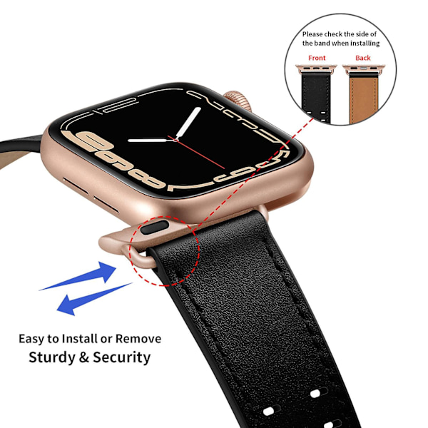 Affärsmässigt läderarmband för Apple Watch Ultra 49mm 8 7 45mm 41mm Högkvalitativt armband för Iwatch 6 5 4 3 Klocka 38mm 40mm 42mm 44mm Brun For 38mm 40mm 41mm Brown 3