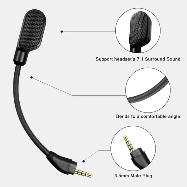 Erstatningsmikrofon 3,5 mm kompatibel med Kingston HyperX Cloud 3 III Gaming Headset Hodetelefoner