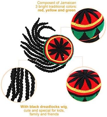 Rasta Hat med sorte dreadlocks paryk Rasta paryk med dreads sjov hat, 1 stk