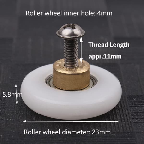 Brusedørsruller/hjul - Badeværelsesglasdørsruller/hjul reservedele, skydedørsruller til bruser (rullediameter 23 mm)