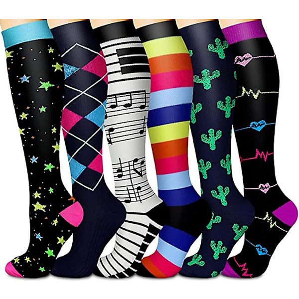 Kompressionsstrumpor för Kvinnor & Män Cirkulation 6 Par Set7 set7 L XL