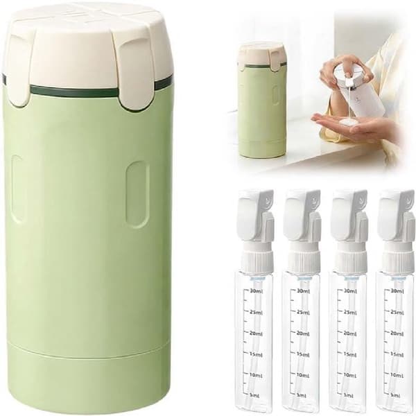 4-i-1 Resedispenser / Dispenserflaskor (4 x 30 ml) – Påfyllningsbar & Bärbar Resedispenser – Med Måttmarkeringar och Etiketter