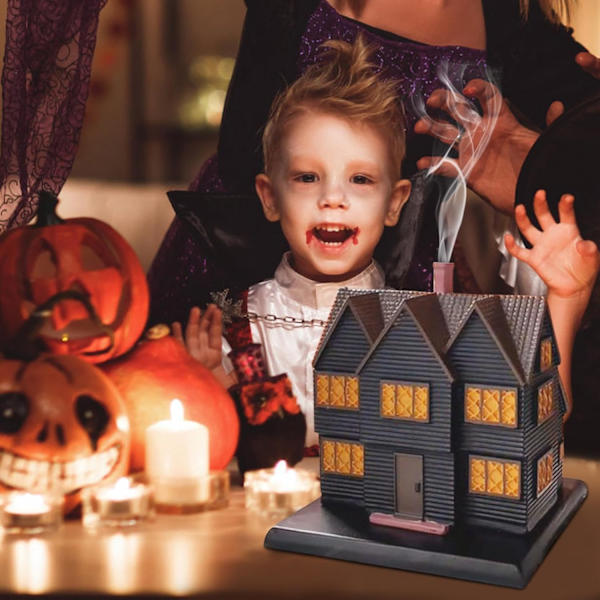 Heksehus Røgelsebrænder, Halloween Røgelsebrænder Ornament, Julelandsby Hus Røgelsebrænder Spøgelses Røgelseholder