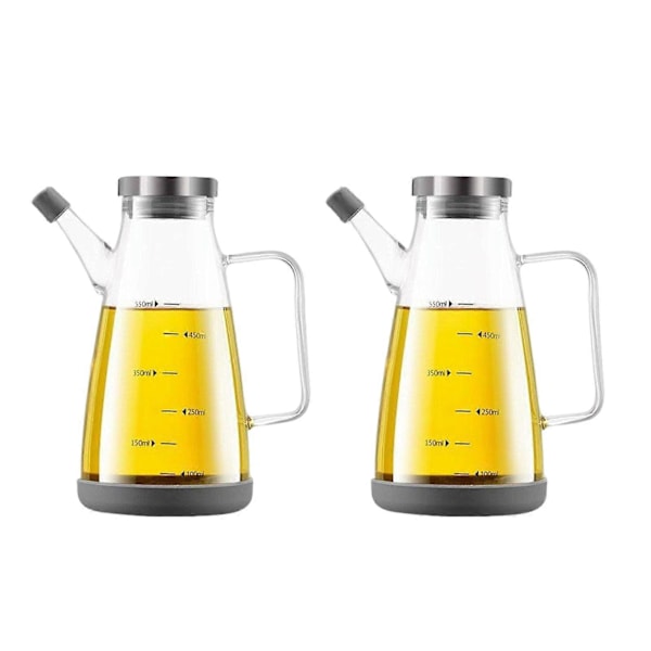 Glas Oljedispenser Flaska med Droppfri Pip 550/750/1000ml Stor Kapacitet Oljekanna Värmebeständig Olja Vinäger Dispenser Behållare Flaskor Kök G 550ML 2pcs