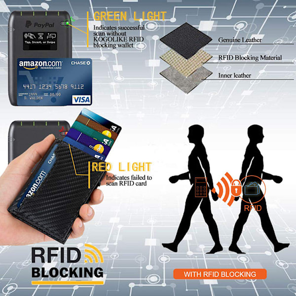 Wallet Card Holder with RFID Protection Genuine Leather Svart Sort