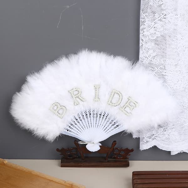 Håndventilator Fotorekvisitter Fjer Sammenfoldelig Ventilator Til Bryllupsfest White