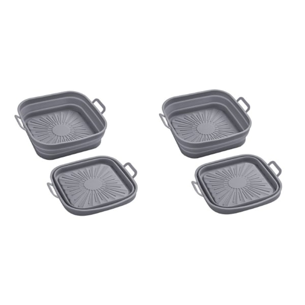 Vikbar fyrkantig Air Fryer silikonform 17,5 cm 2-pack Grå Grå
