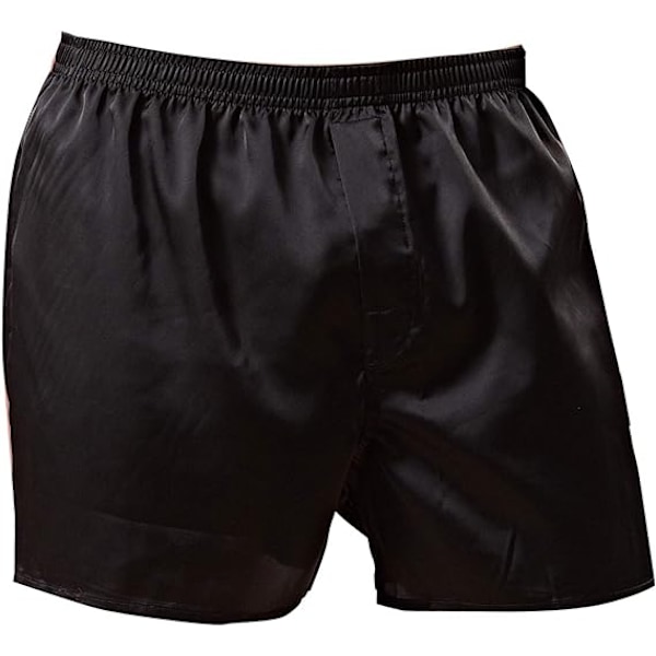 Mäns Satin Boxer Shorts Silke Pyjama Byxor Lounge Sovshorts Svart Black 2XL