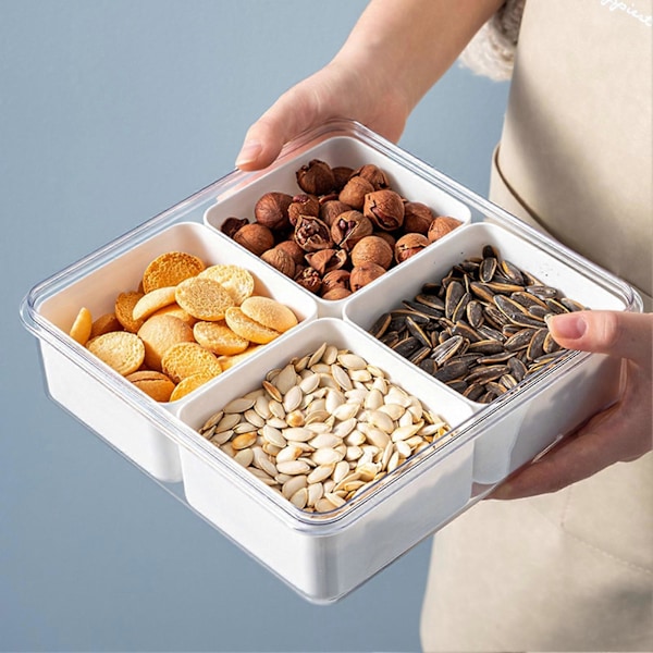 Snackbox med 4 fack, transparenta matförvaringsbehållare