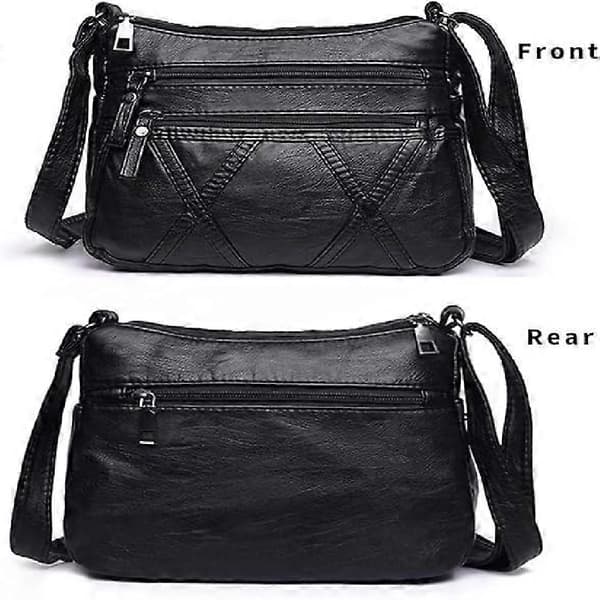 Vattenmjuka PU-läderhandväskor och axelväskor för kvinnor Crossbody-väska Cross Body Messenger-väskor Black T2