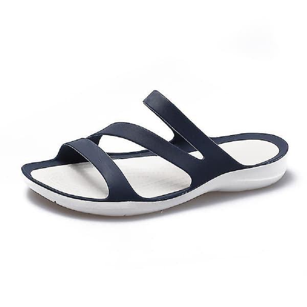 Dameflip-flops, uformelle flate sandaler, komfortable tøfler (8, blå)