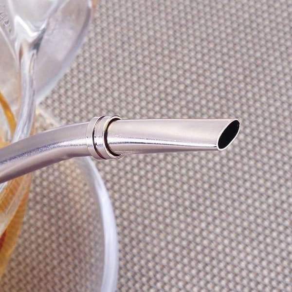 Yerba Mate te-si med sugerør i rustfrit stål, Yerba Mate te-si, skesi, sølv