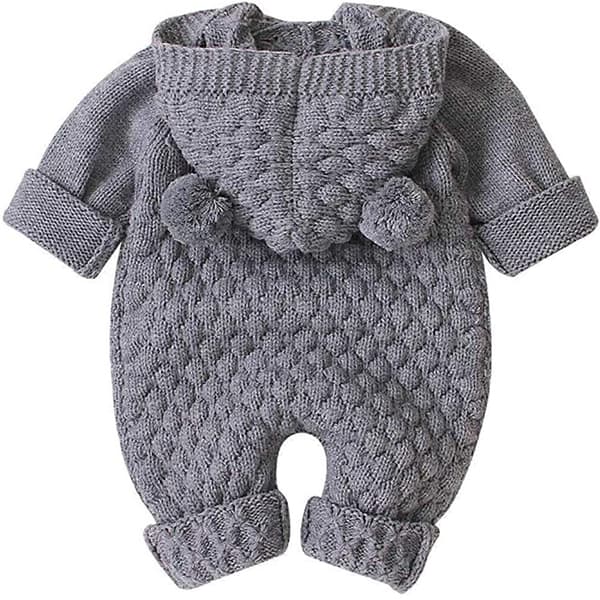 Babyhætteheldragt til nyfødte drenge og piger, strikket heldragt, varm sweater, heldragt A2