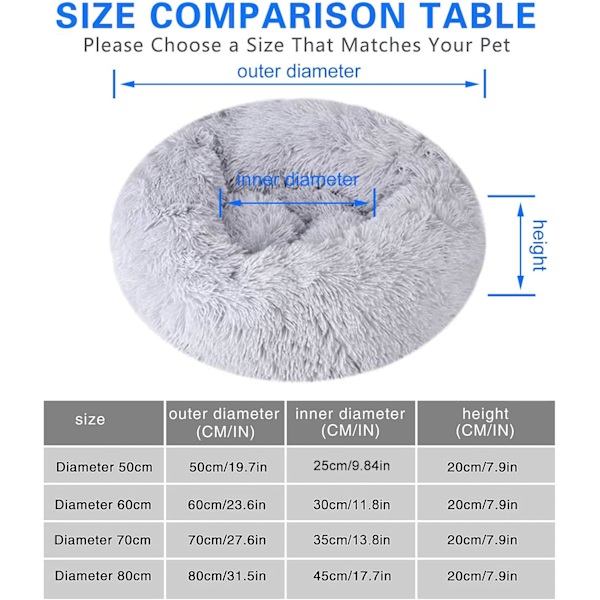 Queta Kattsäng, Vacker Djurbädd, Liten Hundbädd Djurbädd Plysch Mjuk Rund Kattsäng (50cm) Wh White Diameter 50 cm