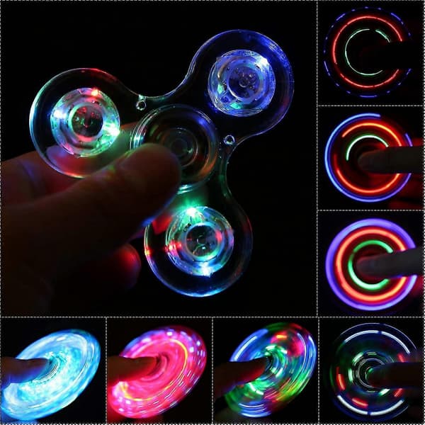 Fidget Spinners 5-pack, LED-upplysta transparenta Fidget-leksaker, ADHD- och ångestleksaker, stressreducerande spinner för barn (5-pack)