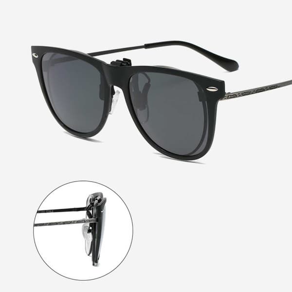 Polariserede Wayfarer Clip On Solbriller Flip Up Sort sort black