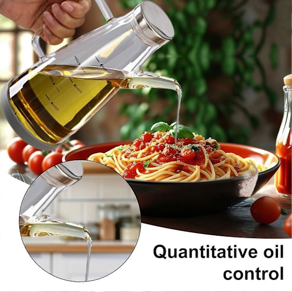 Glas Oljedispenser Flaska med Droppfri Pip 550/750/1000ml Stor Kapacitet Oljekanna Värmebeständig Olja Vinäger Dispenser Behållare Flaskor Kök G 750ML 1pc