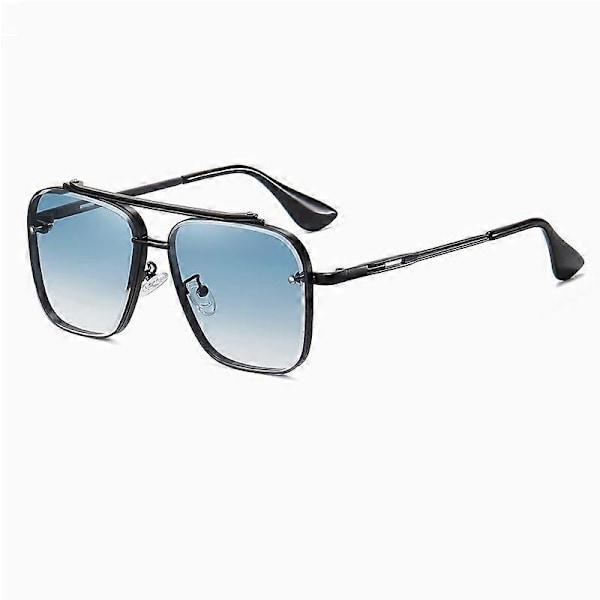 Nya Gradient Solglasögon för Män Mode Metall Stor Båge Solglasögon Märkesdesign Lyx Lunette De Soleil Homme UV400 Svart Bl As Picture Black Blue