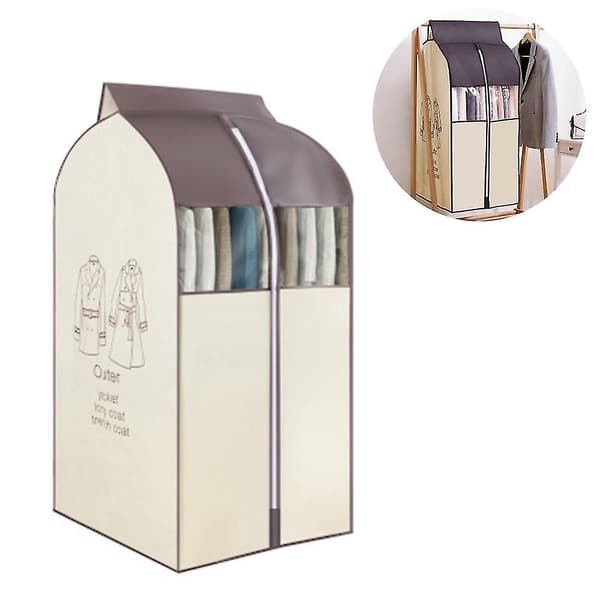 Hängande plaggväska Plaggpåse Organizer Förvaring Dammtät Plaggskydd CY Beige60x48x100
