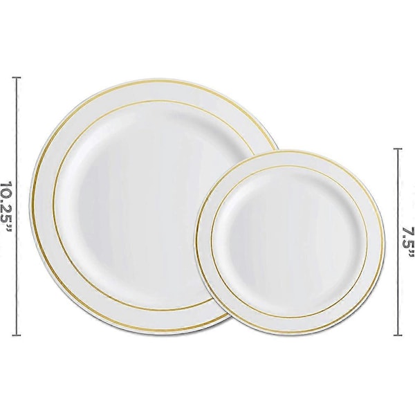 Guld Plasttallrikar - 25 Mattallrikar och 25 Salladstallrikar Plasttallrikar Engångstallrikar för white  gold