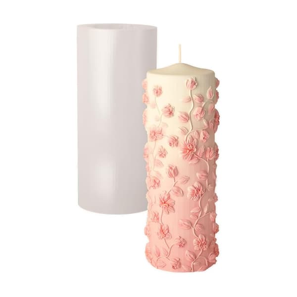 Præget Cylinder Silikoneform, 3D Mønster Lys- og Gips Håndværkssæt til Indretning, DIY Rør Diffusersten med Ornament Design style A