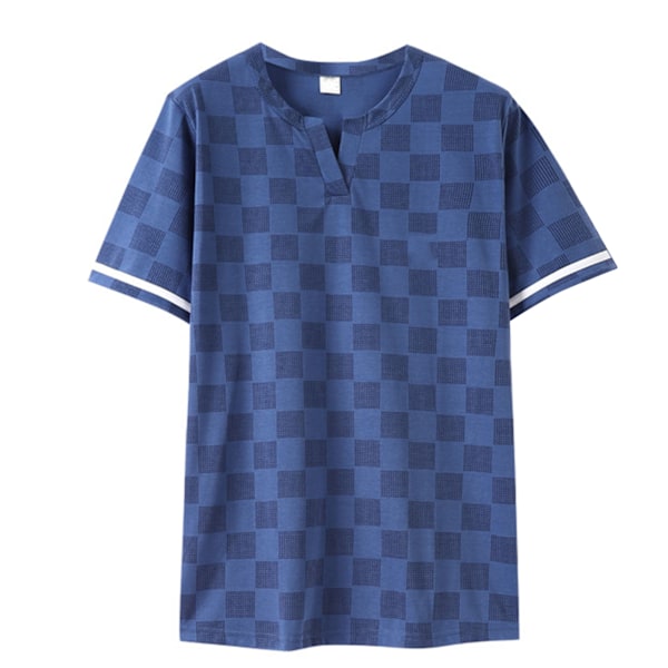 Herr Kort Pyjamas Set Man Sommar Tunn Bomullsbyxor Tryck Casual Hem Loungewear V-Hals XXL