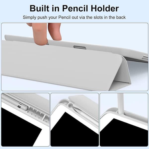 Stand Smart Case med blød TPU-bagside til iPad 10.2\", Auto Sleep/Wake, Grå grey