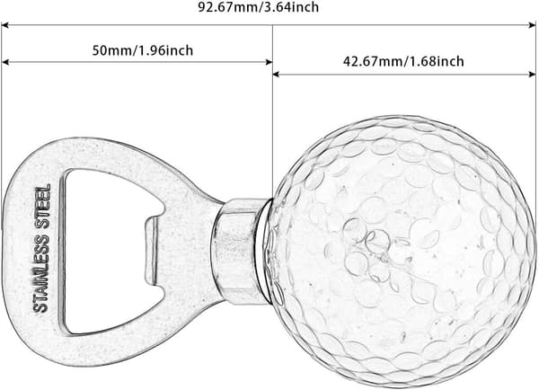 Ølflaskeåbner formet som en golfbold, 92,67 mm rustfrit stål-blå Blue