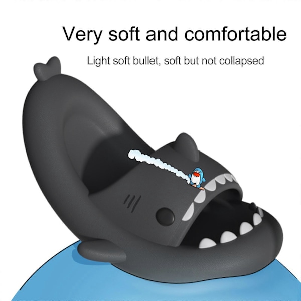 Haj Slides Barn Vuxen Kvinnor Män Hajtofflor - Cloud Shark Slide Strand Sandaler Unisex Kudde Hemma Jultomte, 100% Ny mörkgrå 38-39 dark grey